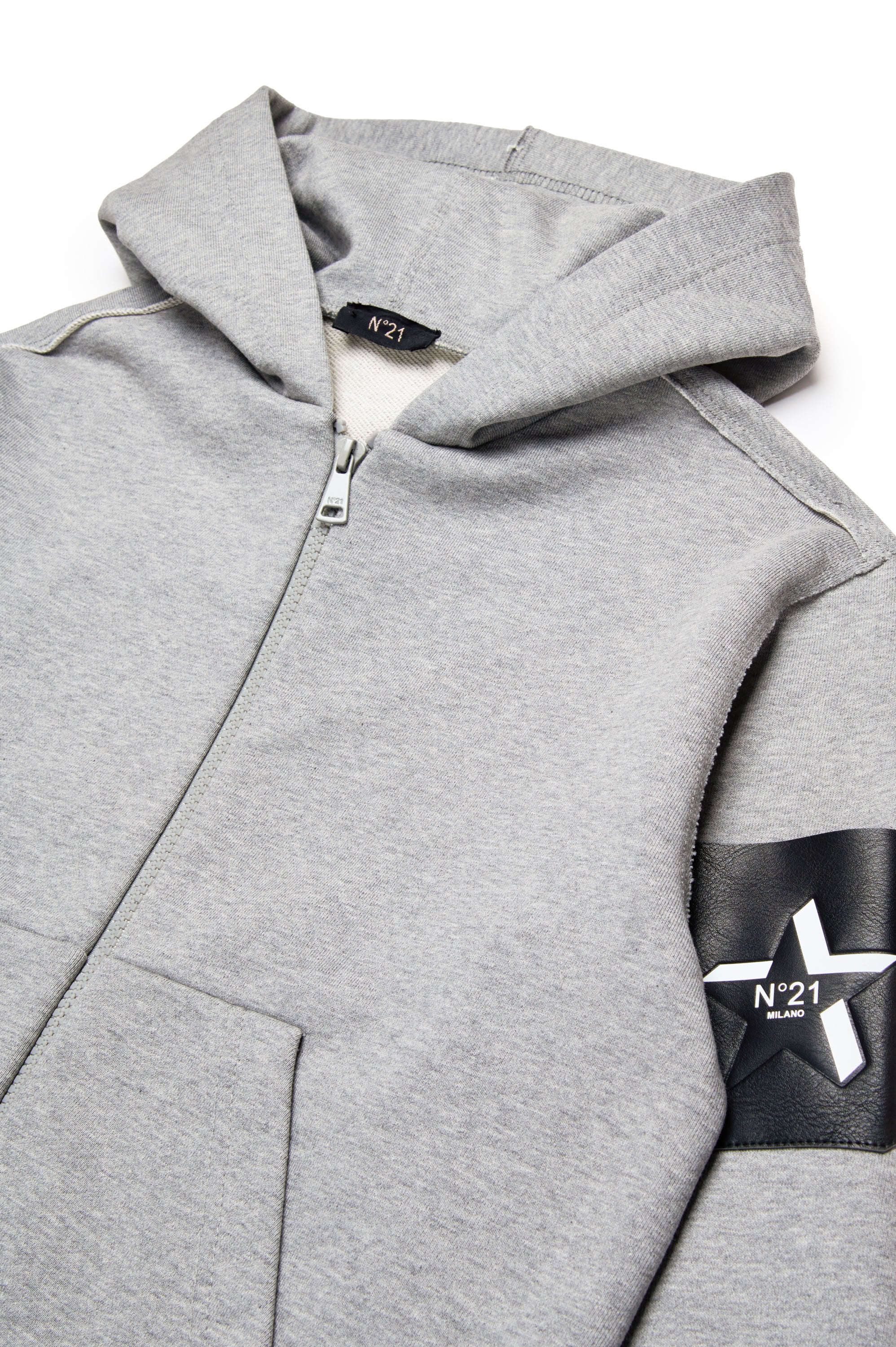 Zip hoodie with pocket - Medium Grey Melange