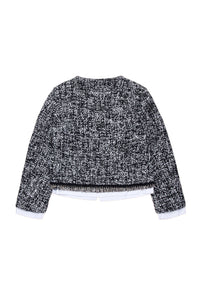 Veste à imprimé jacquard en laine mélangée - Black