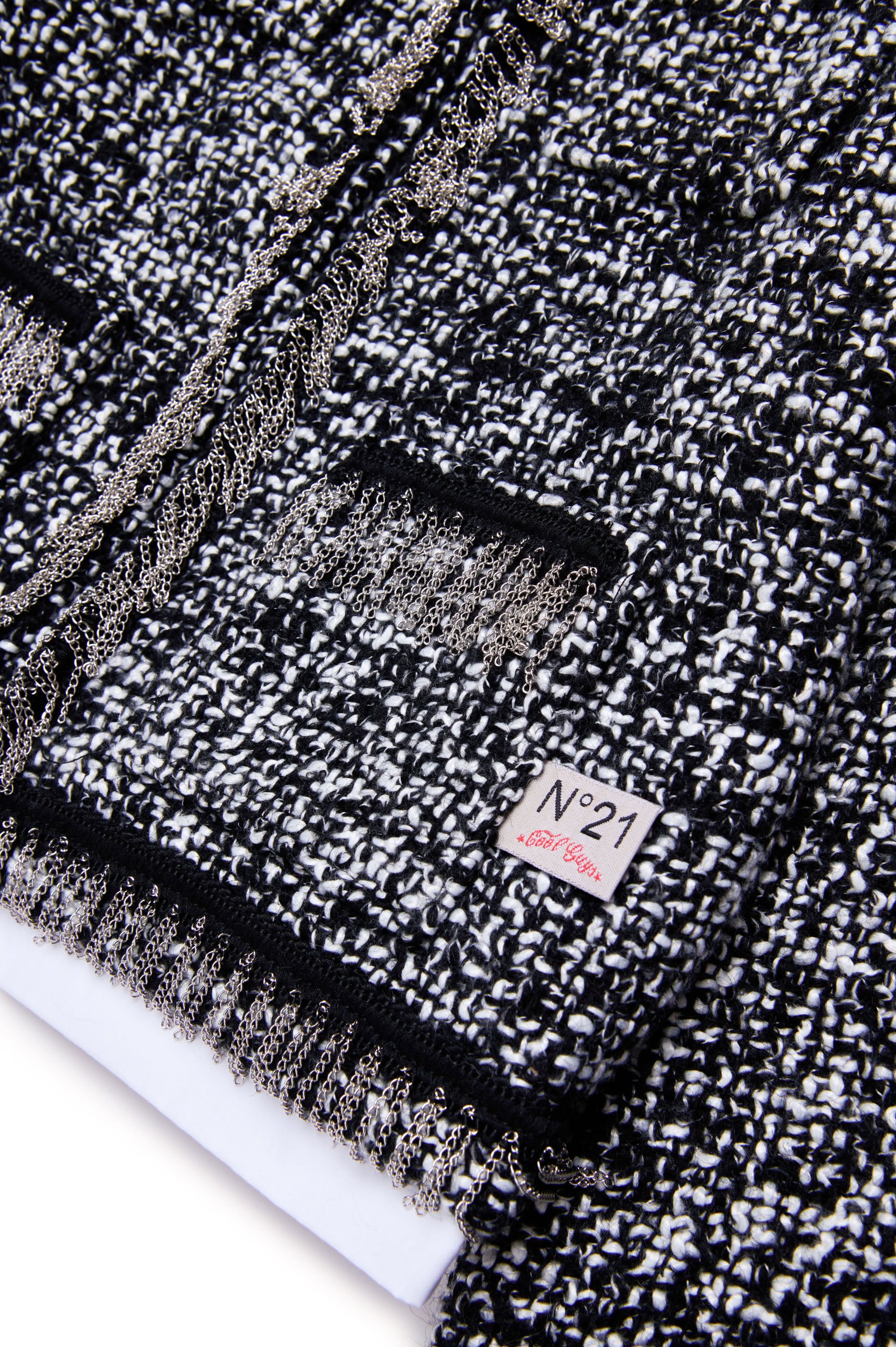Veste à imprimé jacquard en laine mélangée - Black