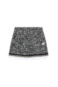 Wool blend jacquard print skirt - Black