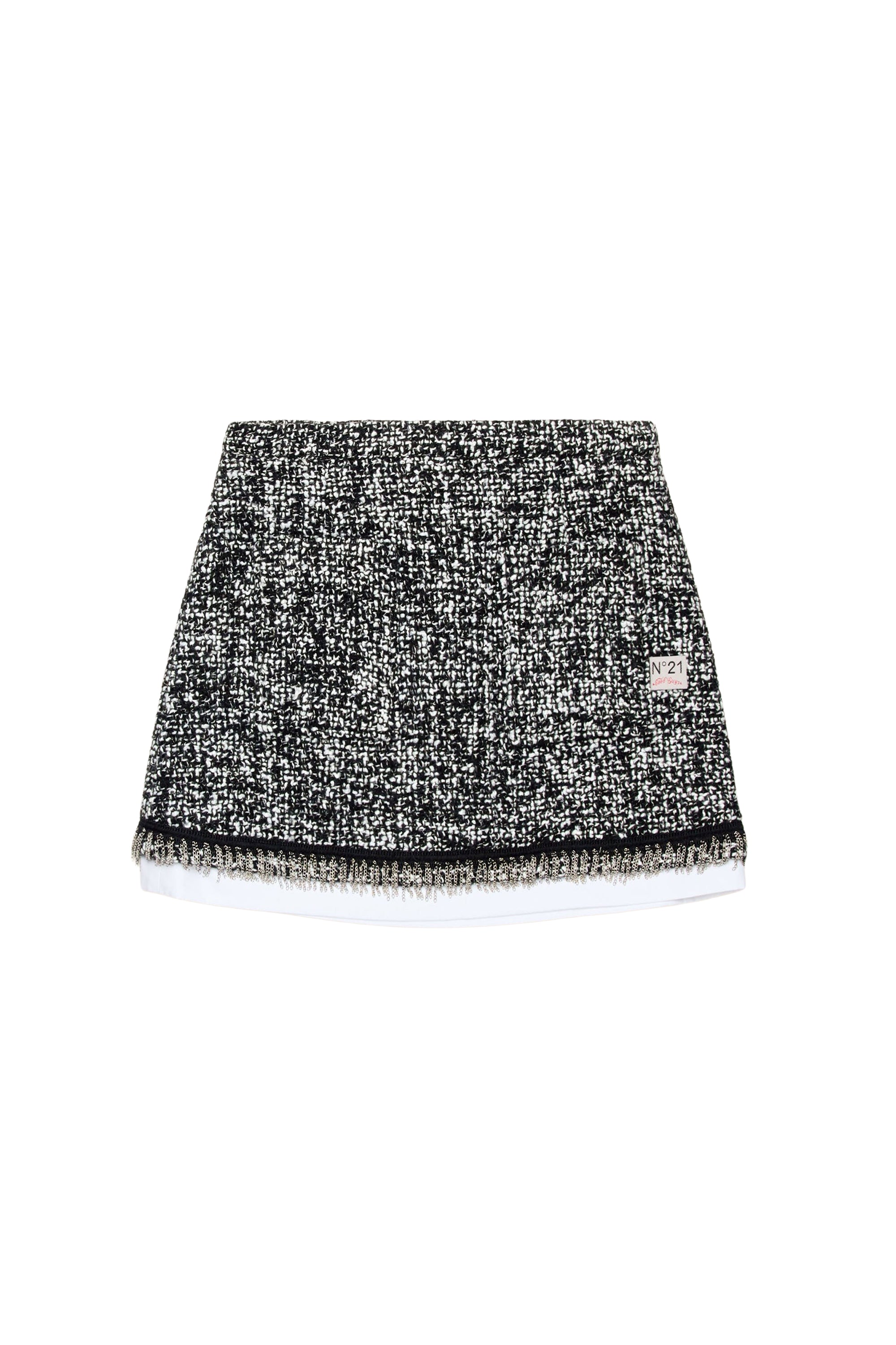 Wool blend jacquard print skirt - Black