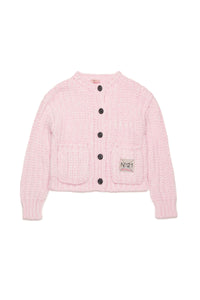 Knitted button cardigan - Dusty Light Pink