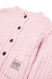 Knitted button cardigan - Dusty Light Pink