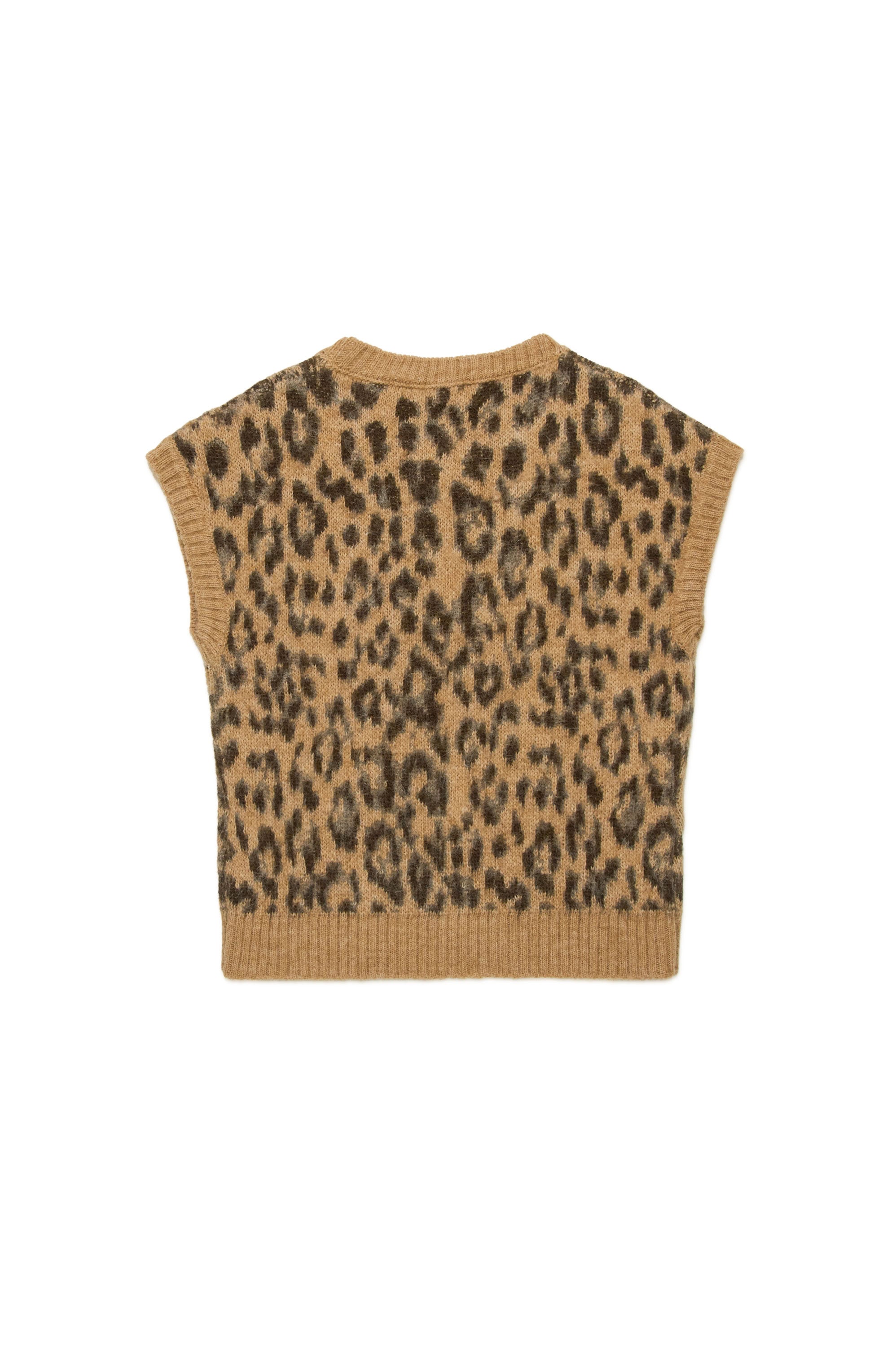 Sleeveless knitted jacquard print jumper - Tannin Brown