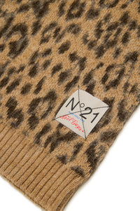 Sleeveless knitted jacquard print jumper - Tannin Brown