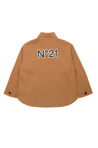 Wool button-down shirt - Tannin Brown