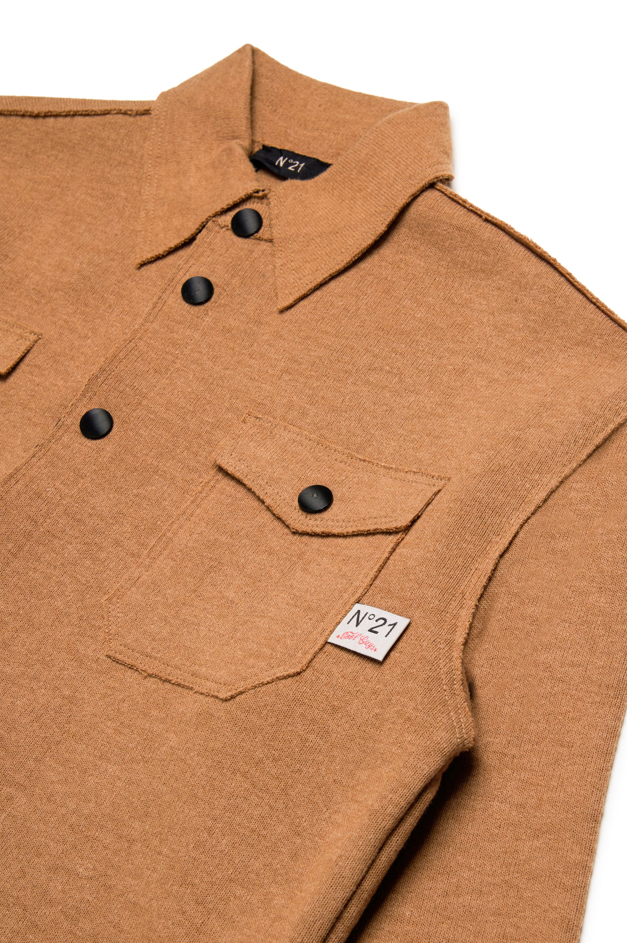 Wool button-down shirt - Tannin Brown