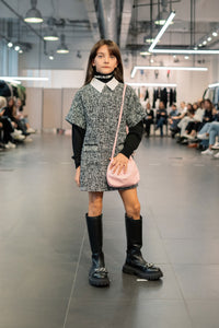 Robe à imprimé jacquard en laine mélangée - Black