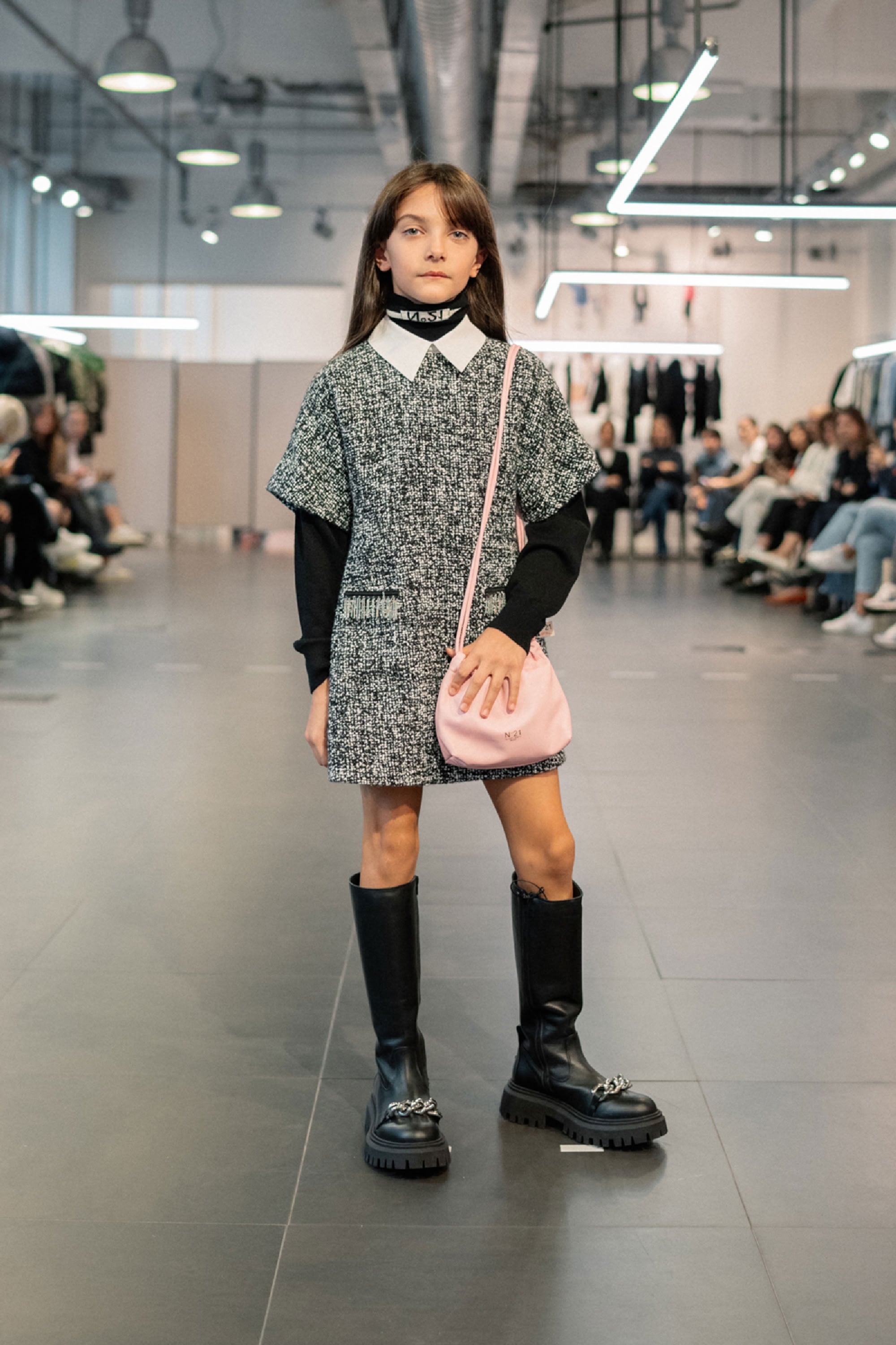Robe à imprimé jacquard en laine mélangée - Black