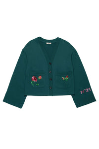 Cardigan à boutons en maille - Lily White à boutons avec paillettes brodées - Rain Forest
