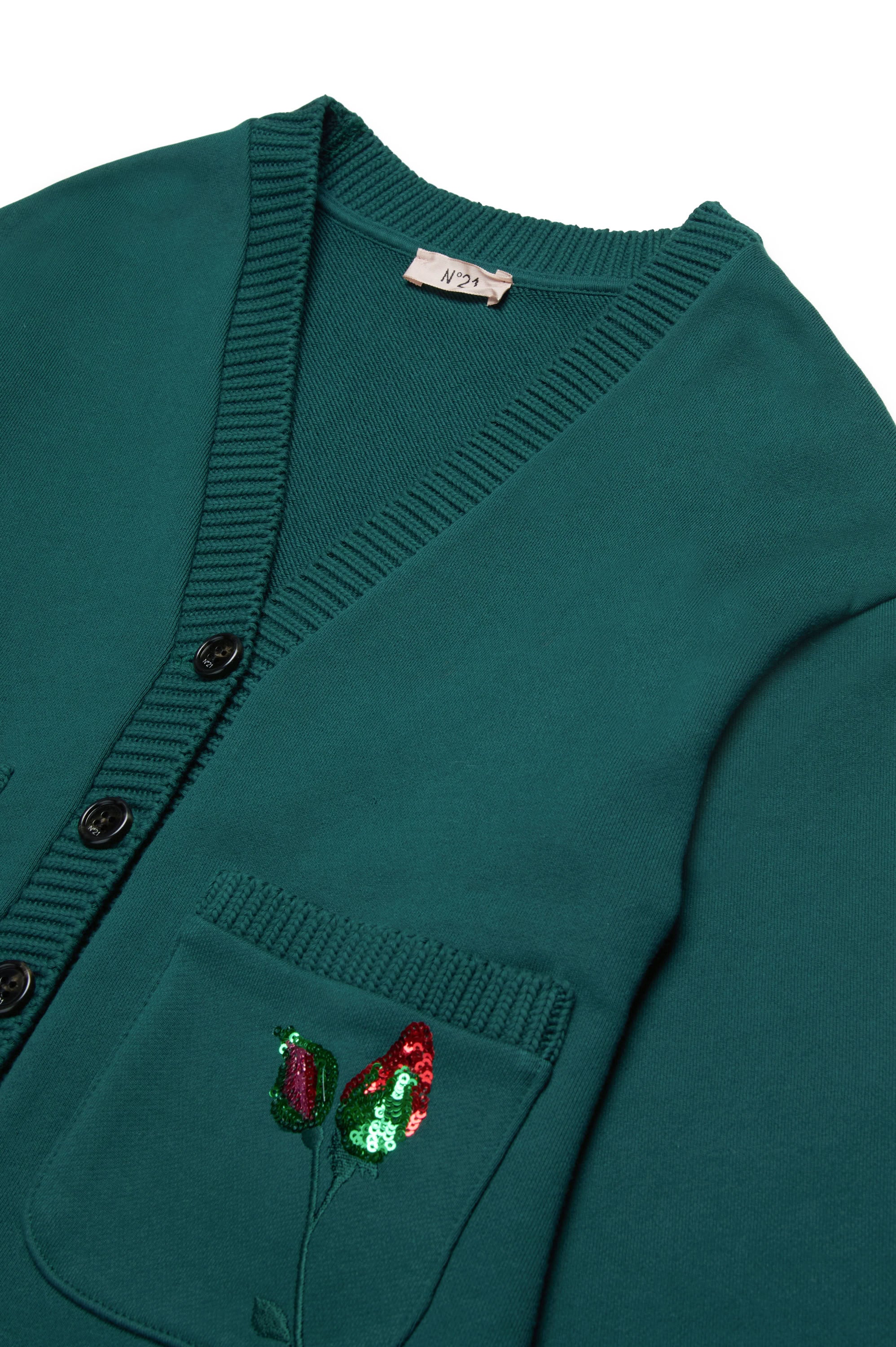 Cardigan à boutons en maille - Lily White à boutons avec paillettes brodées - Rain Forest
