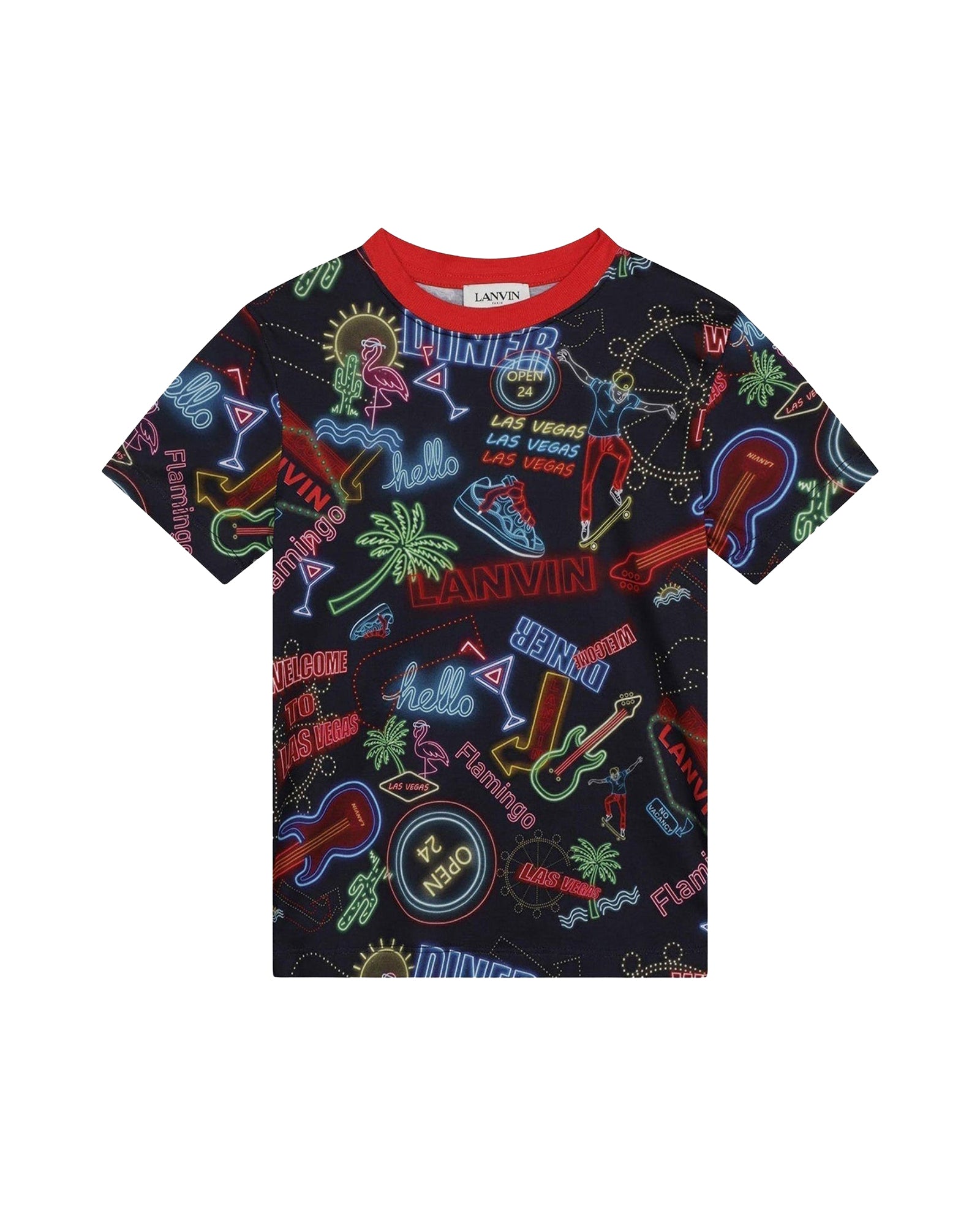 Neon cotton T-shirt - Navy Red
