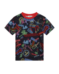 T-shirt façon néon - Marine rouge