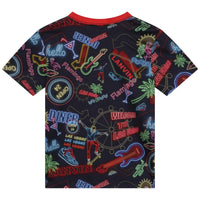 Neon cotton T-shirt - Navy Red