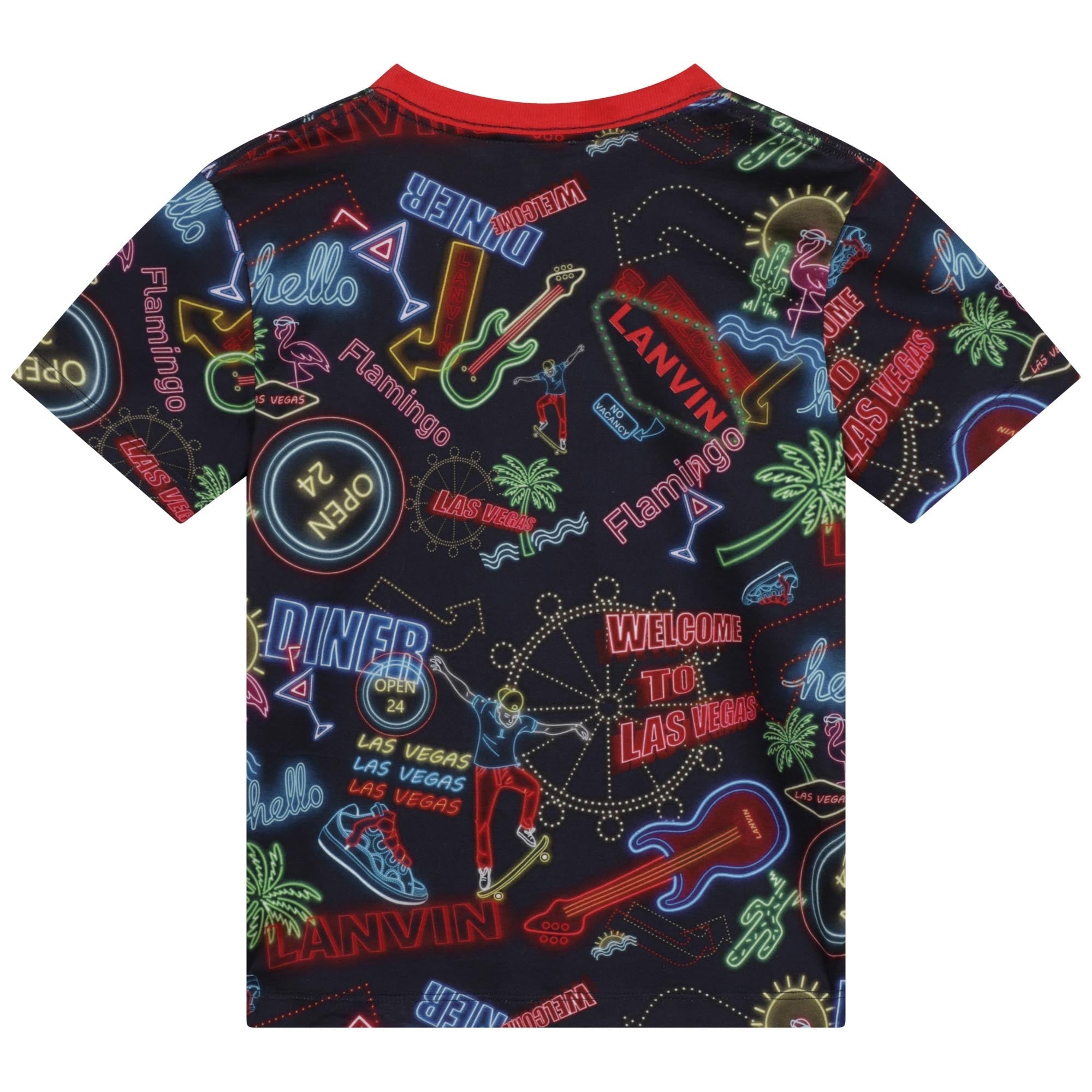 Neon cotton T-shirt - Navy Red