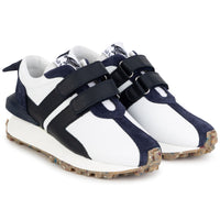 Sneakers à scratch en cuir - Blanc Bleu