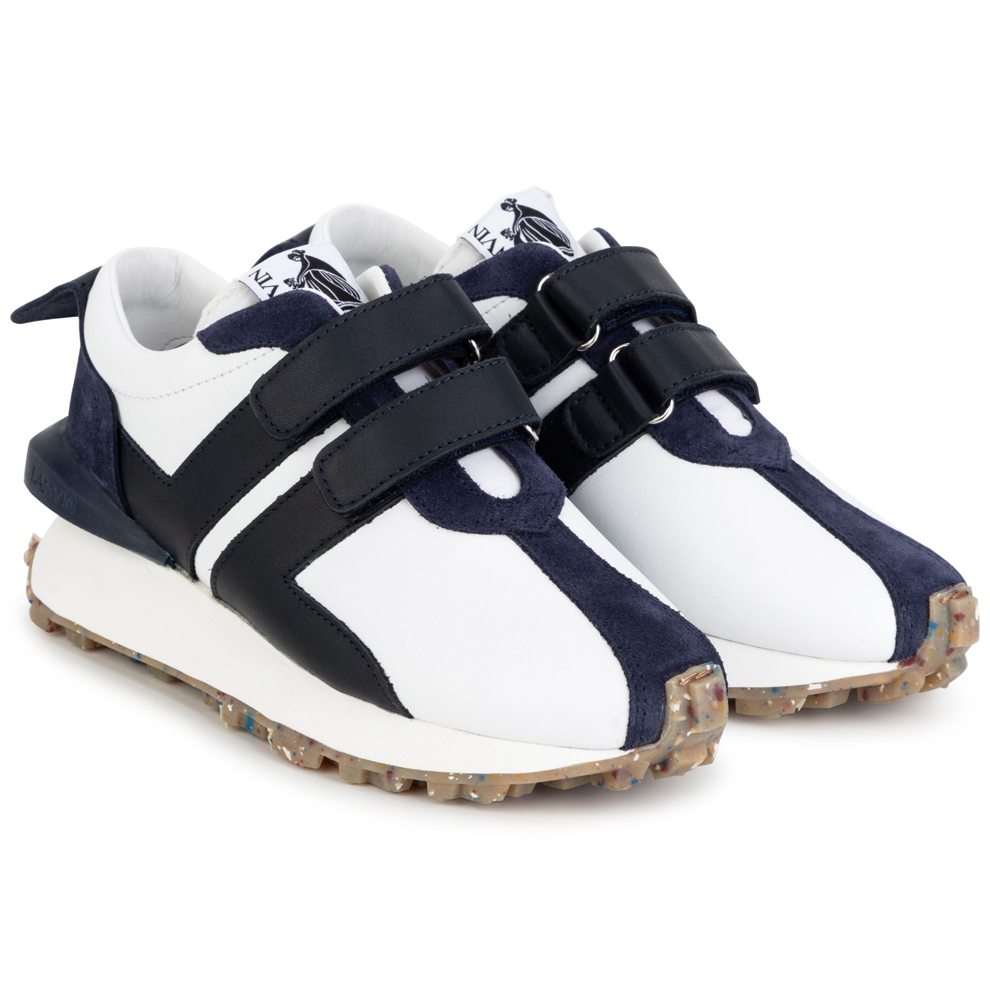 Sneakers à scratch en cuir - Blanc Bleu