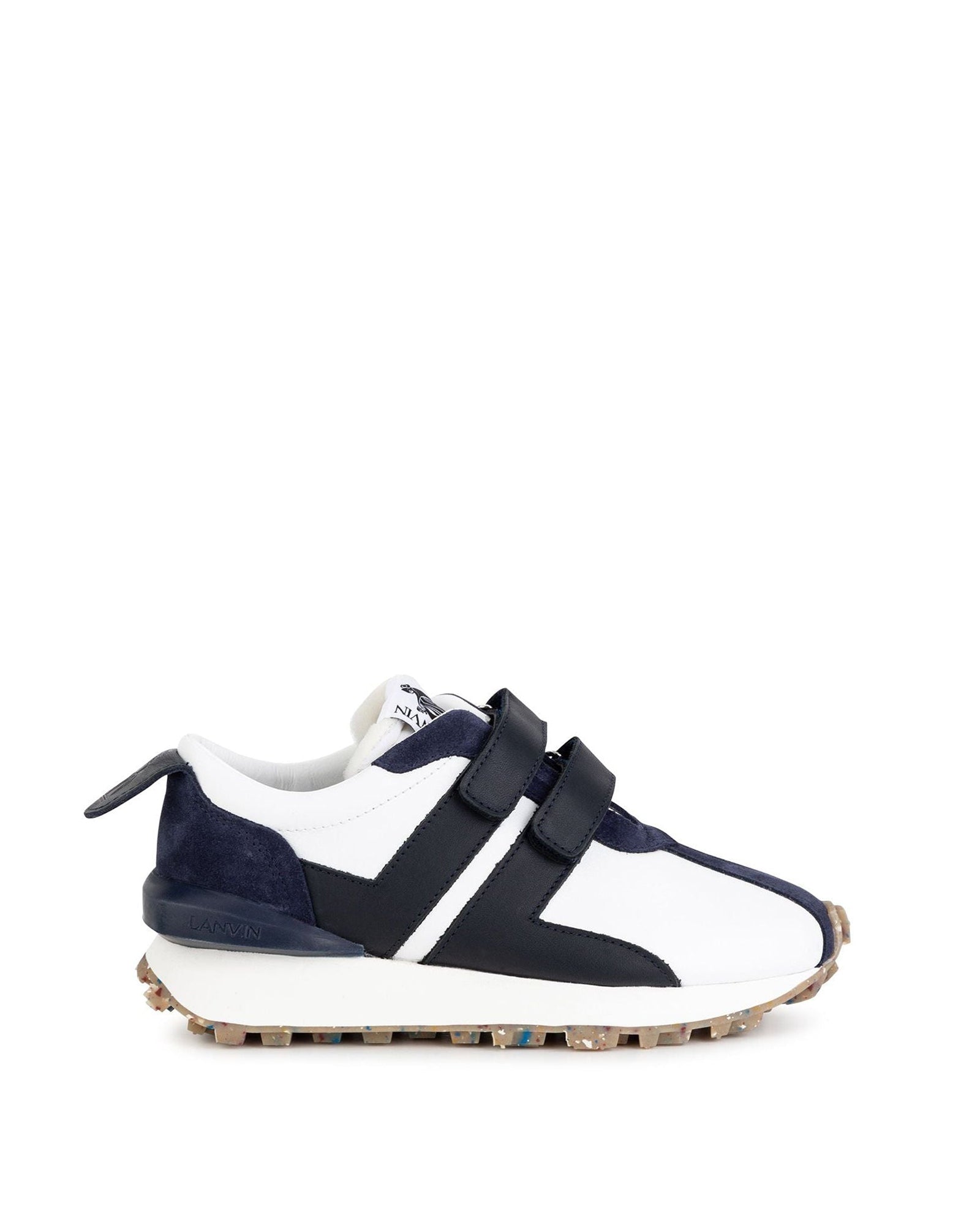 Sneakers à scratch en cuir - Blanc Bleu