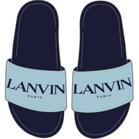 Bath mules with wide strap and logo - Admiral blue