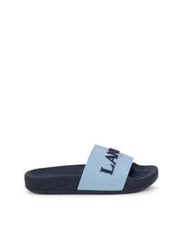 Bath mules with wide strap and logo - Admiral blue