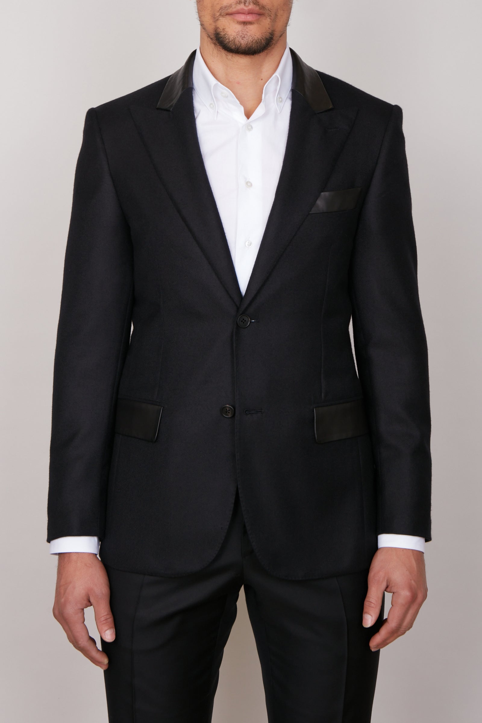 Veste de costume à empiècem en cachemire - Noir