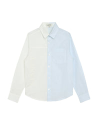 Chemise à manches longues en coton - Blanc Bleu