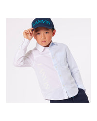 Chemise à manches longues - Blanc Bleu
