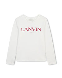 T-shirt à manches longues imprimée glitter en coton - Off White
