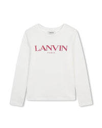 T-shirt à manches longues imprimée glitter en coton - Off White