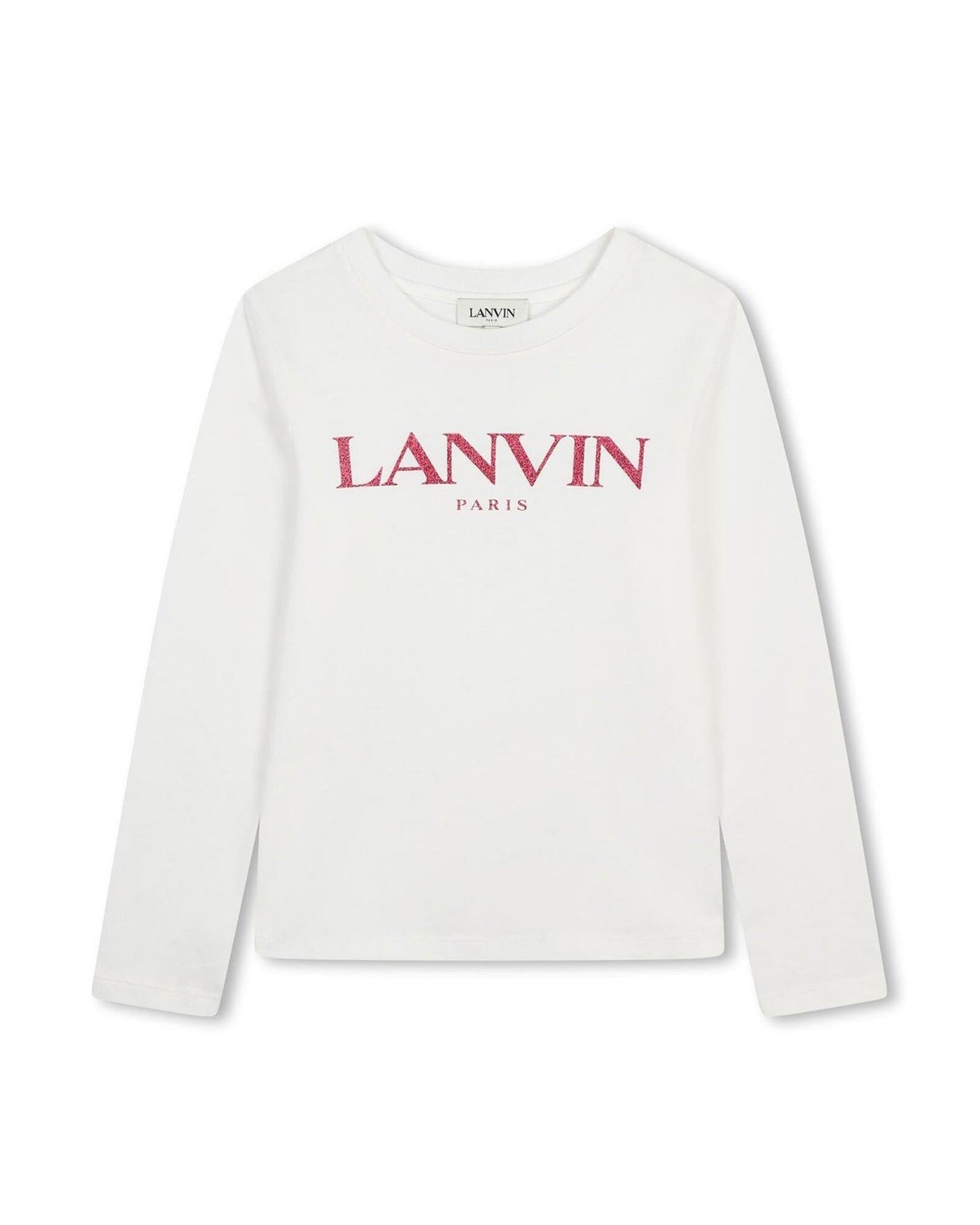T-shirt à manches longues imprimée glitter en coton - Off White