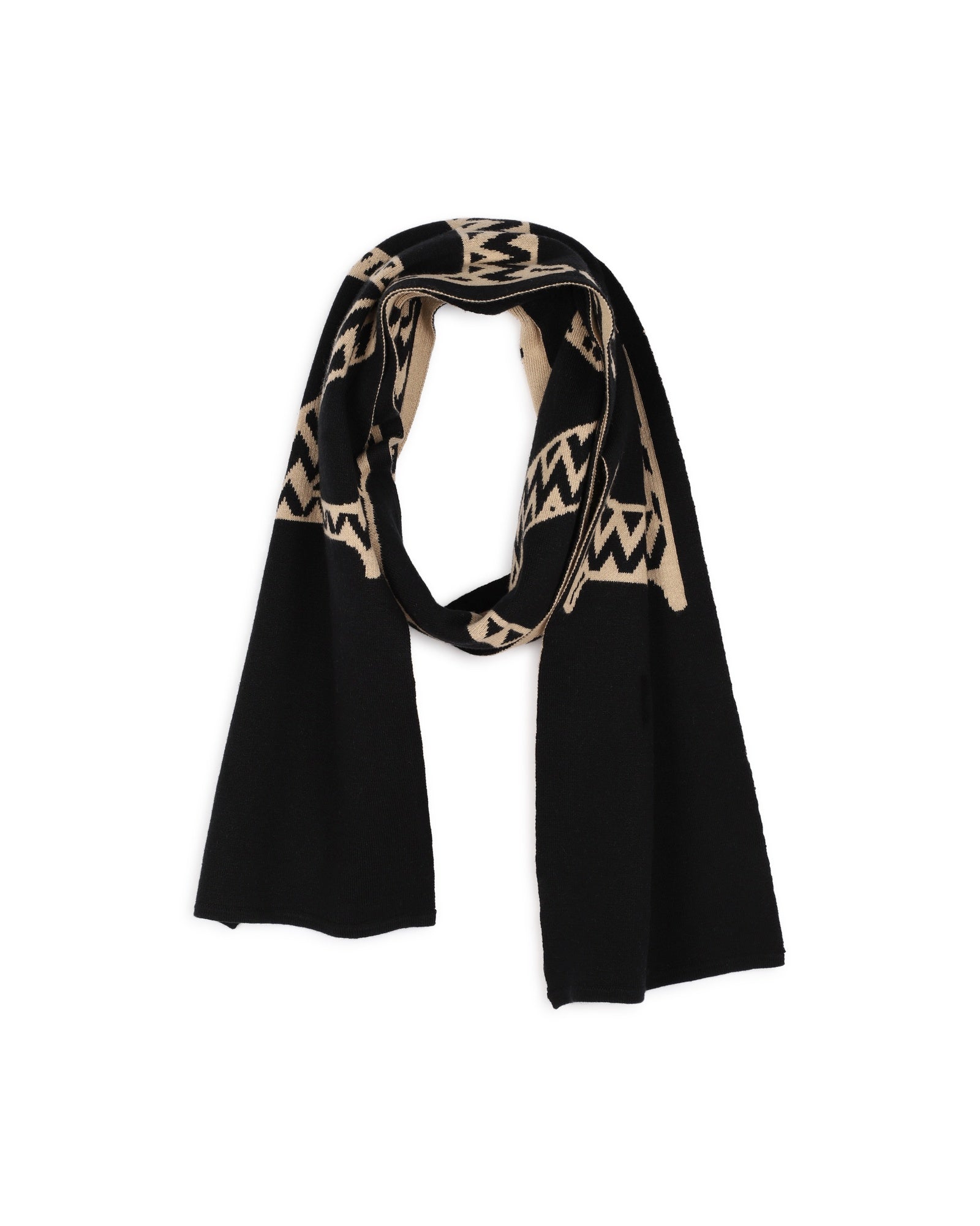 Bonnet echarpe en coton - Noir Beige