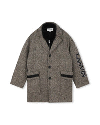 Manteau en laine mélangée - Noir Beige