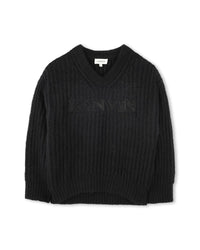 Knitted V-neck jumper - Black