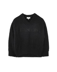 V-neck knitted jumper - Black