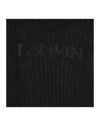 Knitted V-neck jumper - Black