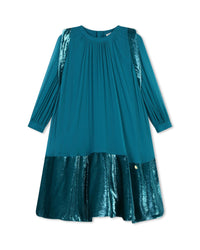 Robe manches longues en soie - Deep Lagoon