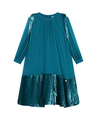Robe manches longues en soie - Deep Lagoon