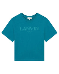 Sequined cotton T-shirt - Deep Lagoon
