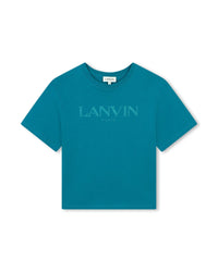 Sequined cotton T-shirt - Deep Lagoon