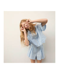 Ensemble chemise et short - Bleu Blanc