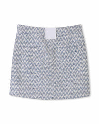 Jupe portefeuille en tweed ceinturée - Blanc Bleu