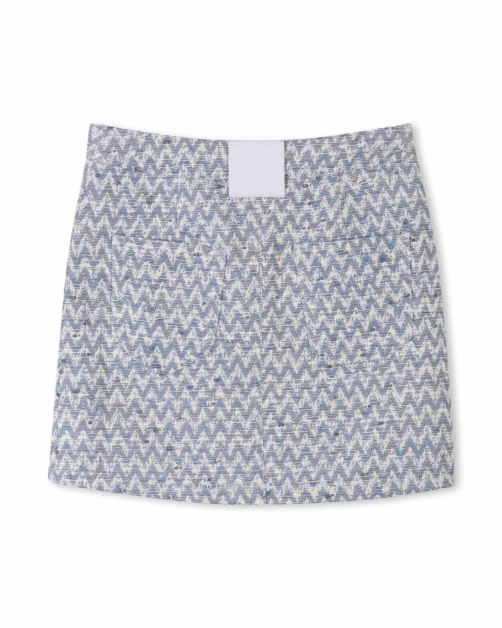 Jupe portefeuille en tweed ceinturée - Blanc Bleu