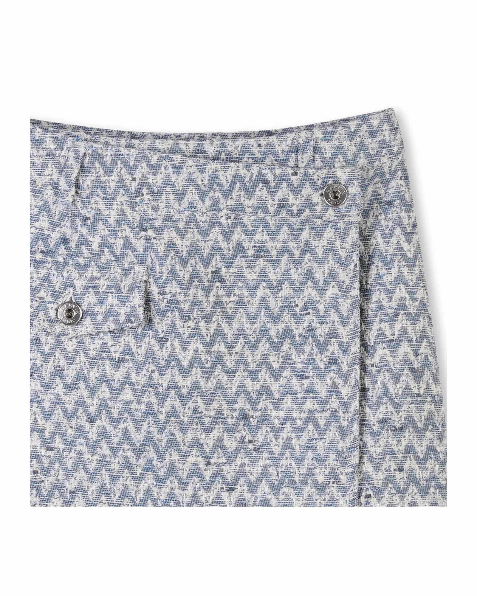 Jupe portefeuille en tweed ceinturée - Blanc Bleu