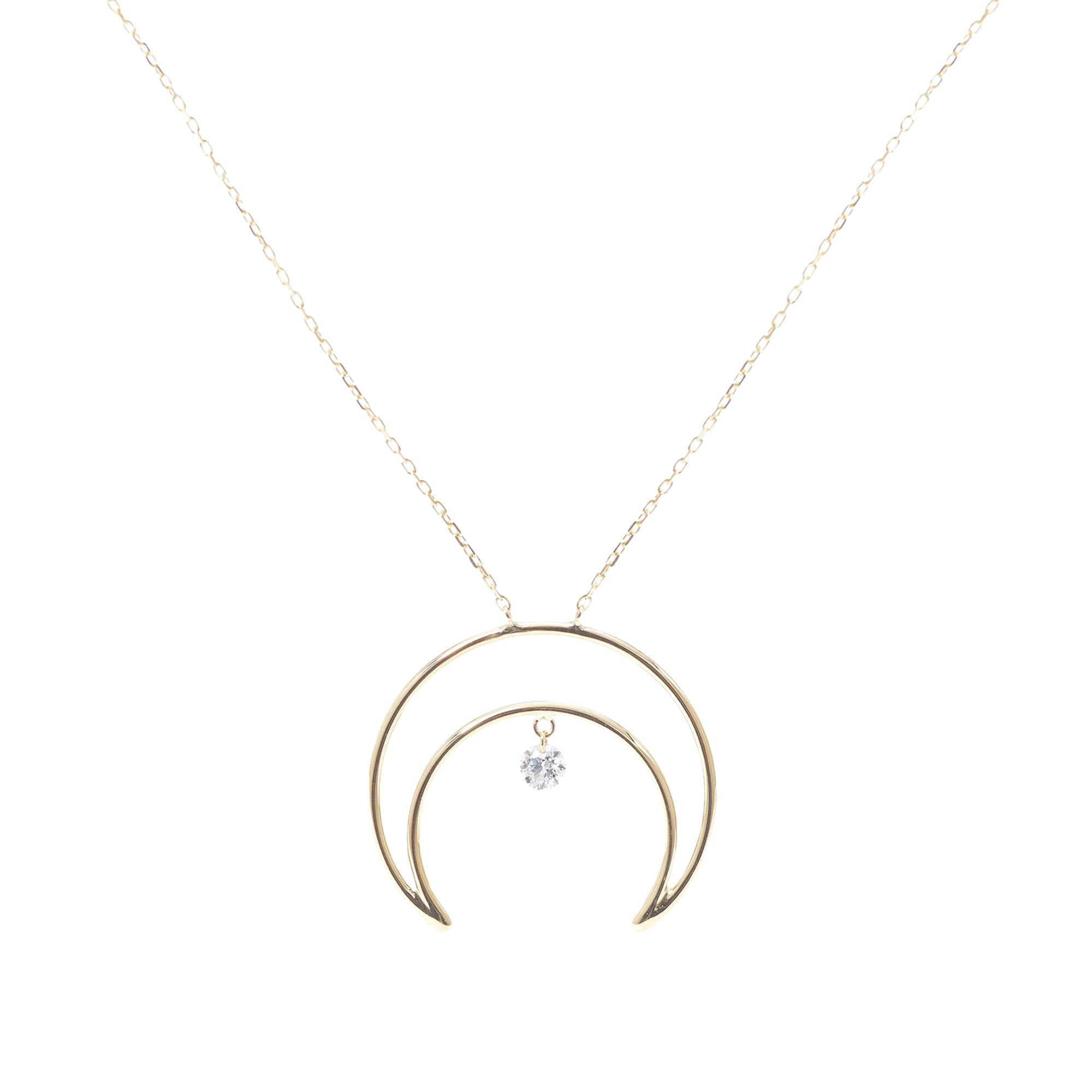 Collier Séléné Lune serti d'un diamant - Or Jaune