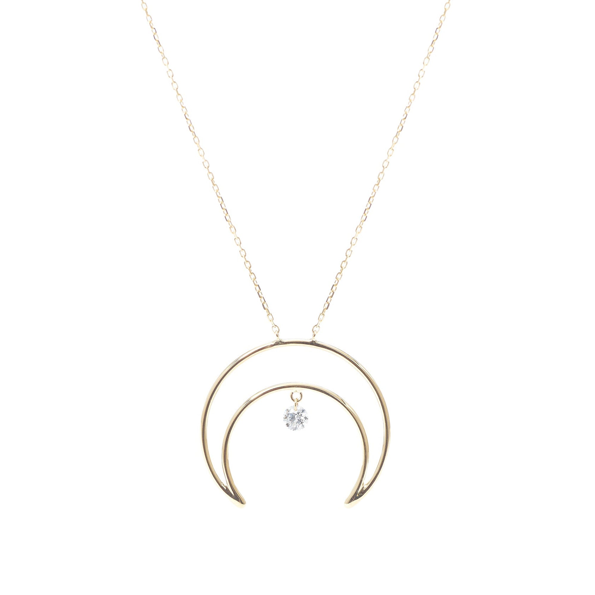 Collier Séléné Lune serti d'un diamant - Or Jaune