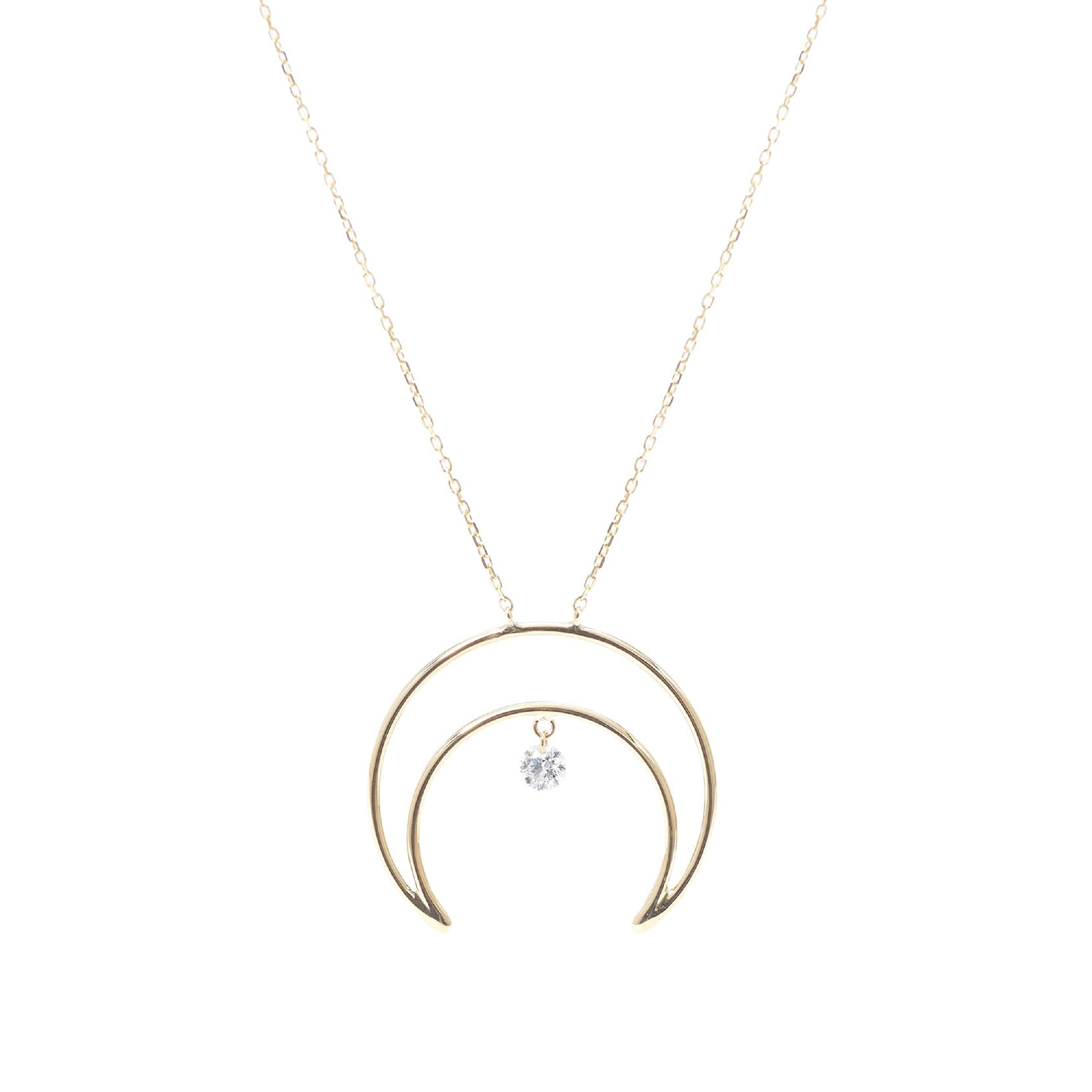 1qty RELIQUAT 550€/ QTY IN : 1-QTY OUT : 0- ST : 0% // Collier Moon en or jaune avec diamant-Jaune