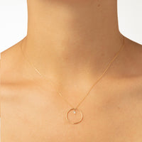 Collier Hélios cercle serti d'un diamant - Or Jaune