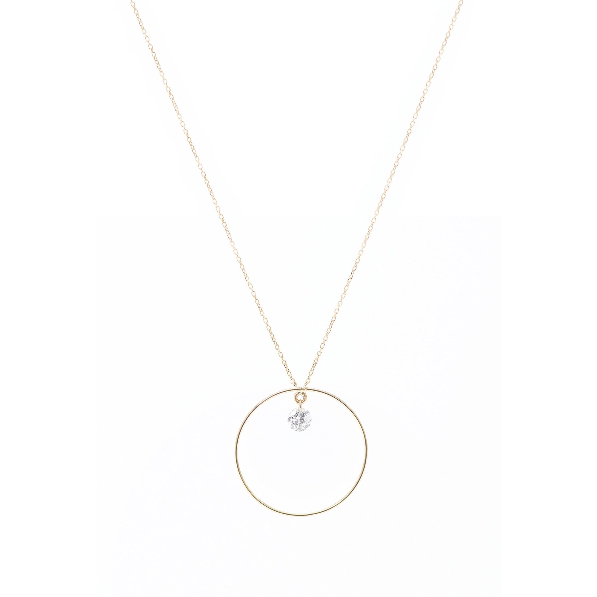 Collier Hélios cercle serti d'un diamant - Or Jaune