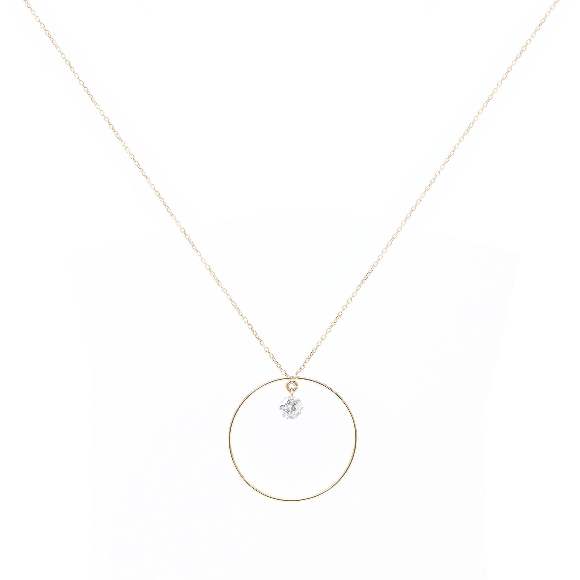 Collier Hélios cercle serti d'un diamant - Or Jaune