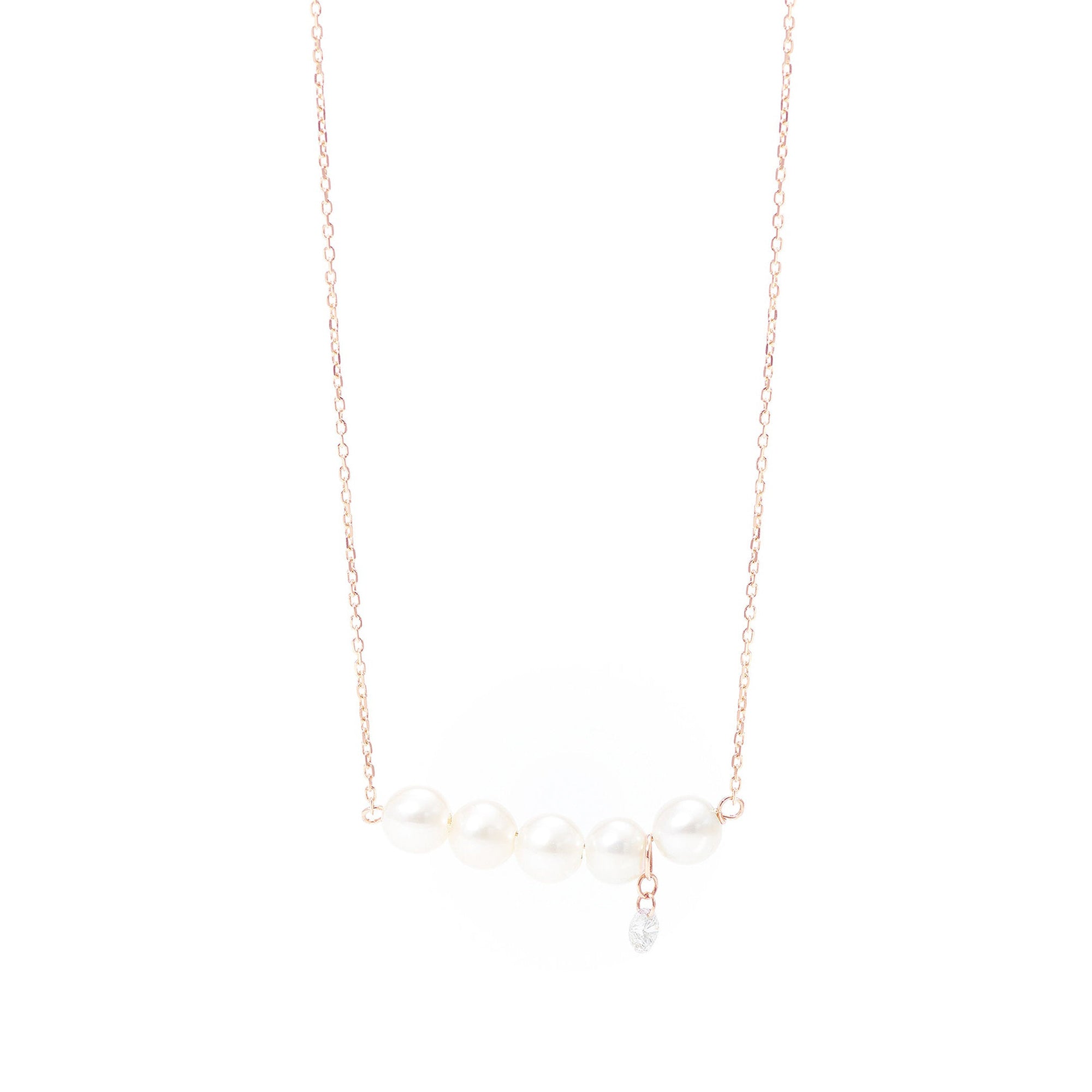 Collier Aphrodite orné de perles & serti d'un diamant - Or Rose